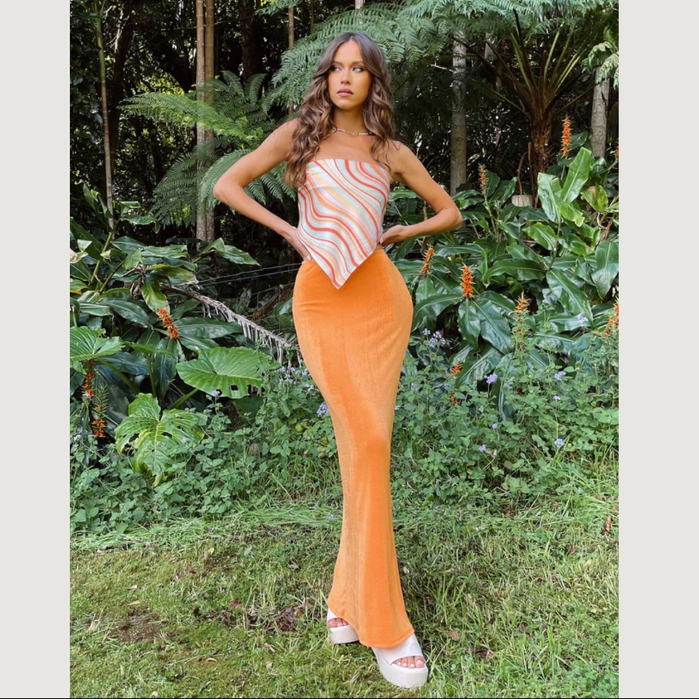 Princess Polly Harriette Maxi Skirt Orange - BNWT